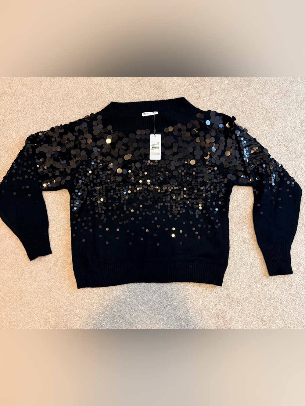 NWT City Chic Braylin Sequin Jumper Black Sweater US 16 size Small